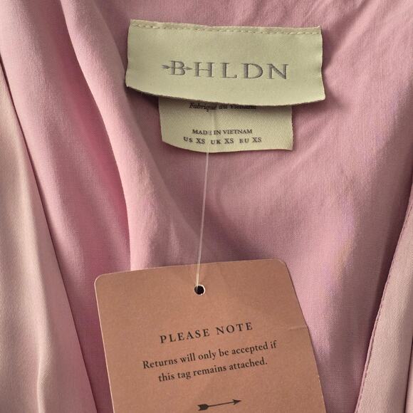 NWT Anthropologies BHLDN Amelia Deep-V Satin Maxi Dress Pink formal size XS $220 - Picture 9 of 13